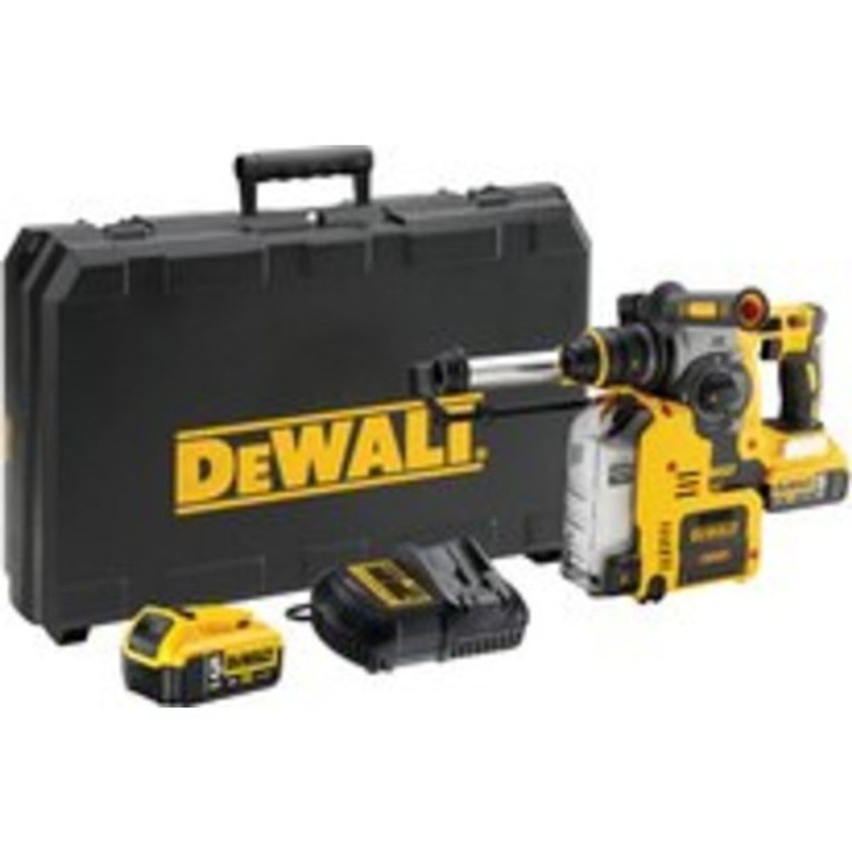 DEWALT 18V borehammer med støvudsug, 2 x 5 Ah XR batterier, DCH275P2-QW