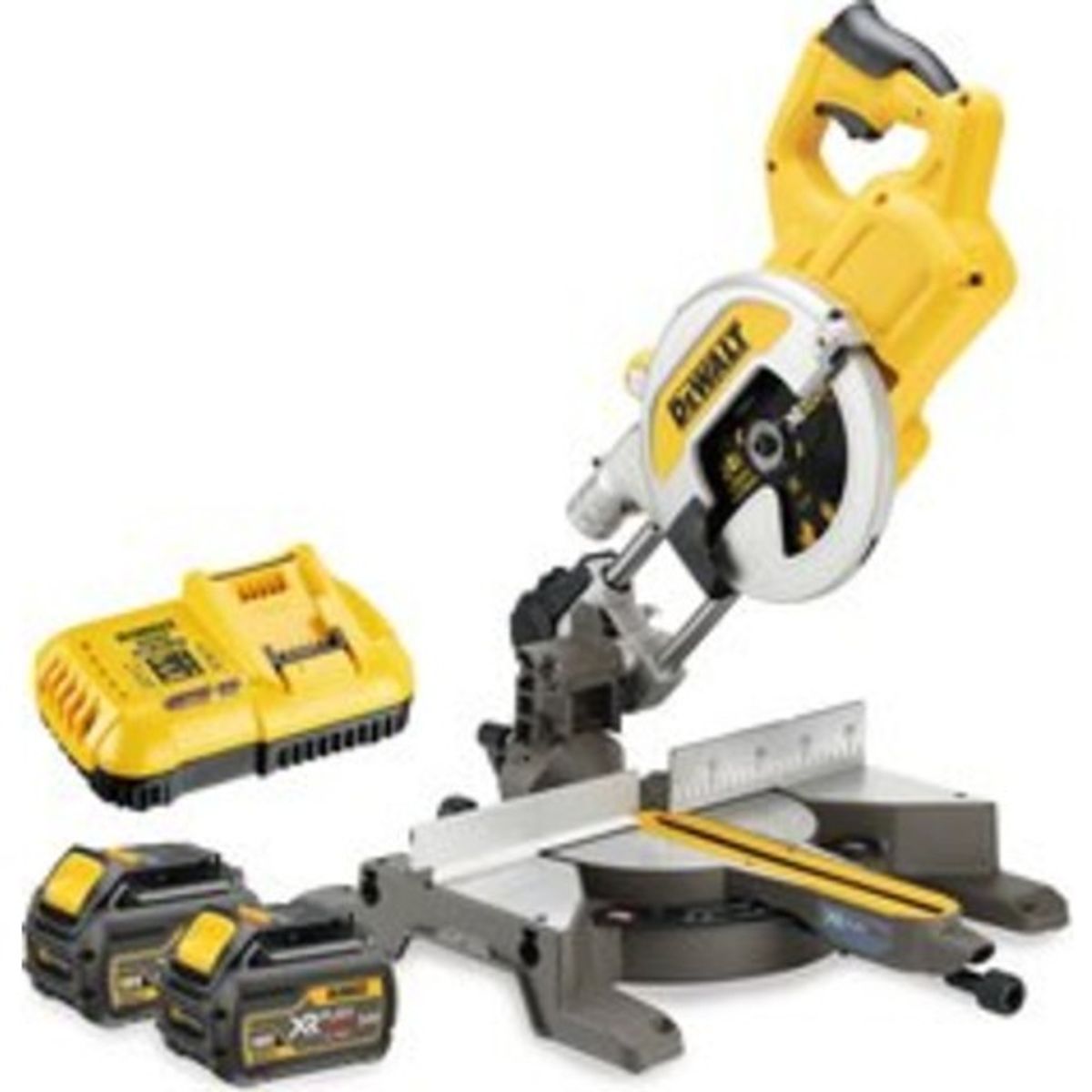 DEWALT 54V XR geringssav, 216mm + 2 x 54V batterier, DCS777T2-QW