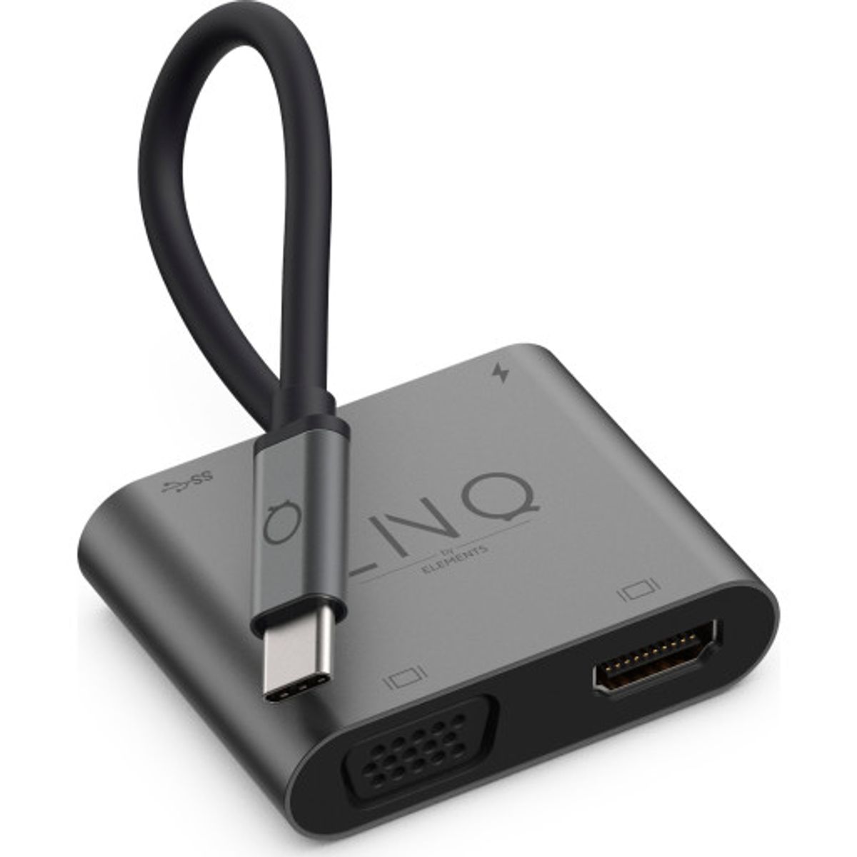 Linq 4-i-1 USB-C multiport hub, grå