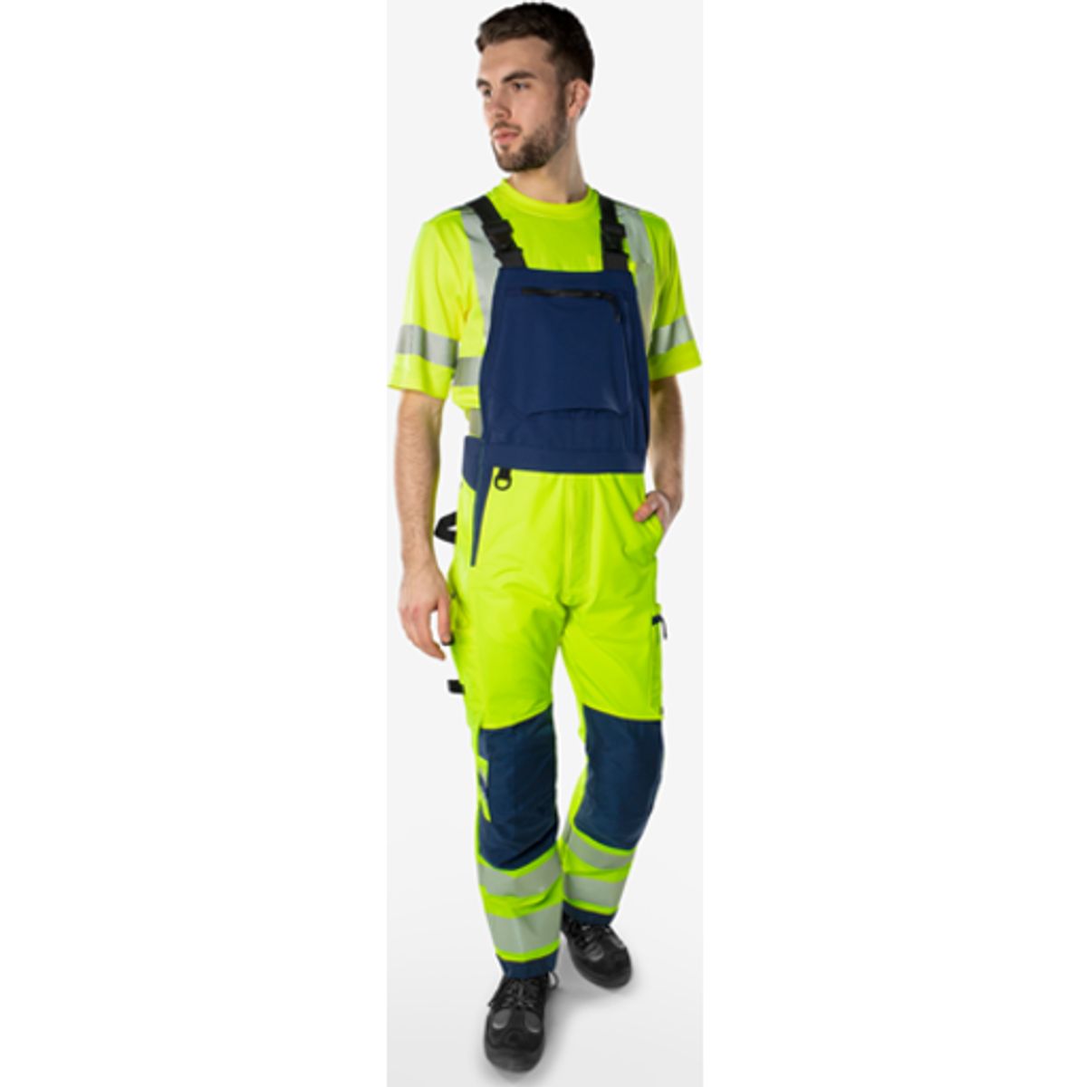 Kansas overall 134190, high-vis gul/sort str. C60