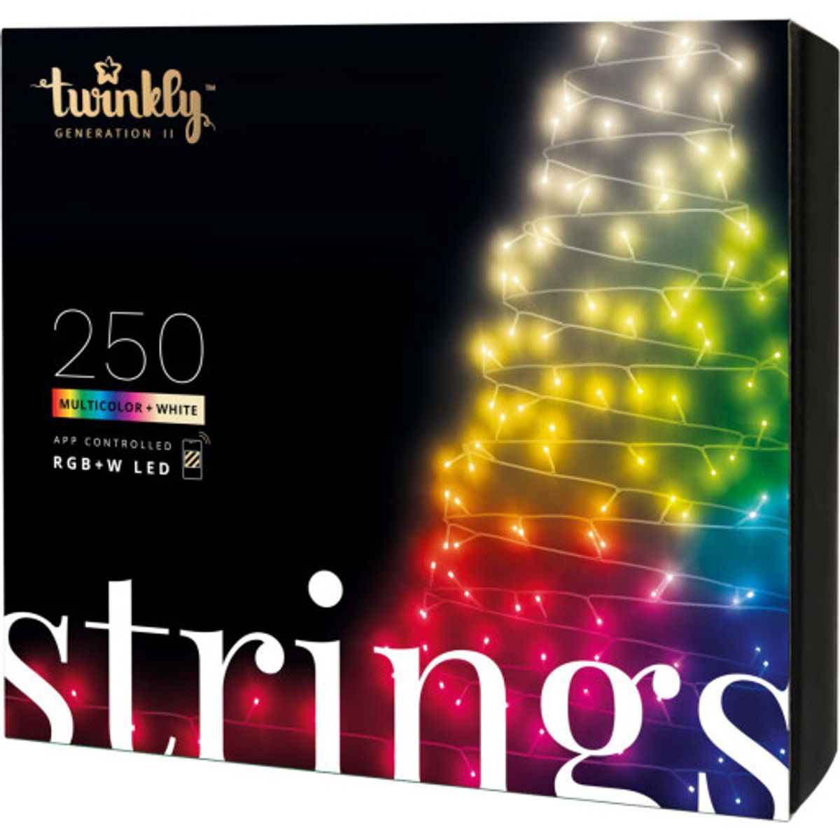 Twinkly Strings lyskæde 20 meter med 250 lys i farvet og hvid