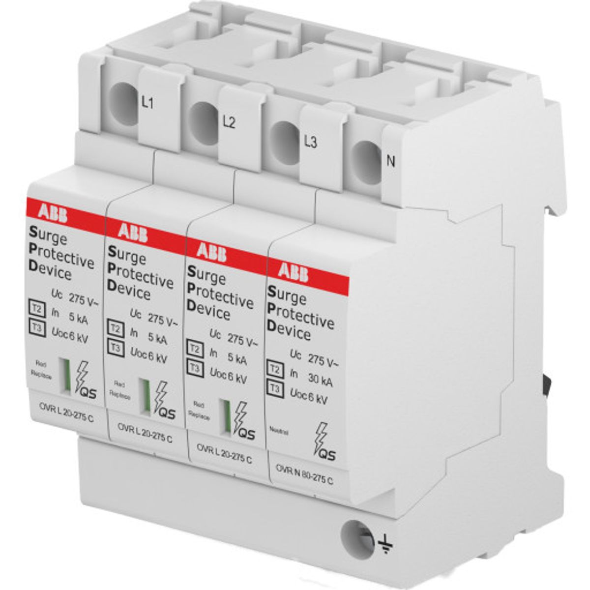 ABB transientbeskyttelse type 2+3 3P+N 20kA