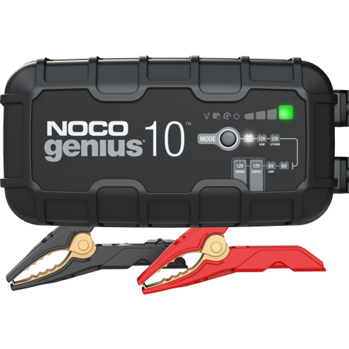 NocoGenius 10 batterioplader 6V/12V 1000mA med krokodilleklemmer