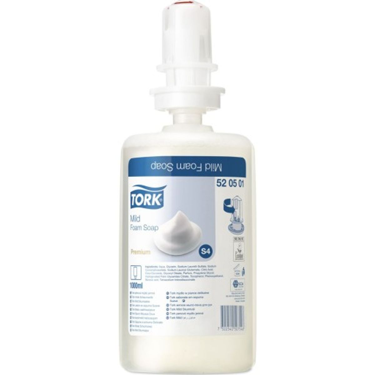 Tork S4 Premium skumsæbe, 1000 ml, til dispenser