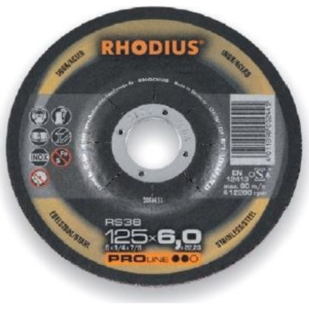 Rhodius skrubskive RS38, til stål, 125 x 6,0 mm