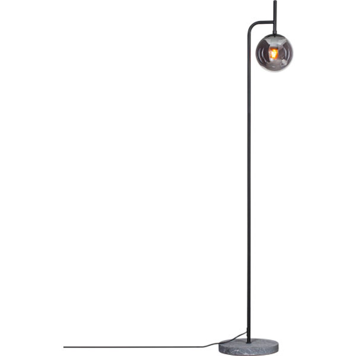 Boyle Gulvlampe E27 Ø18cm H164cm, røgfarvet glas/sort