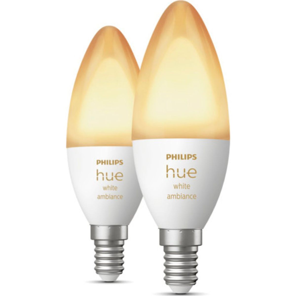 Philips Hue White Ambiance E14 kertepære, 2200K-6500K, 4W, 2-pak