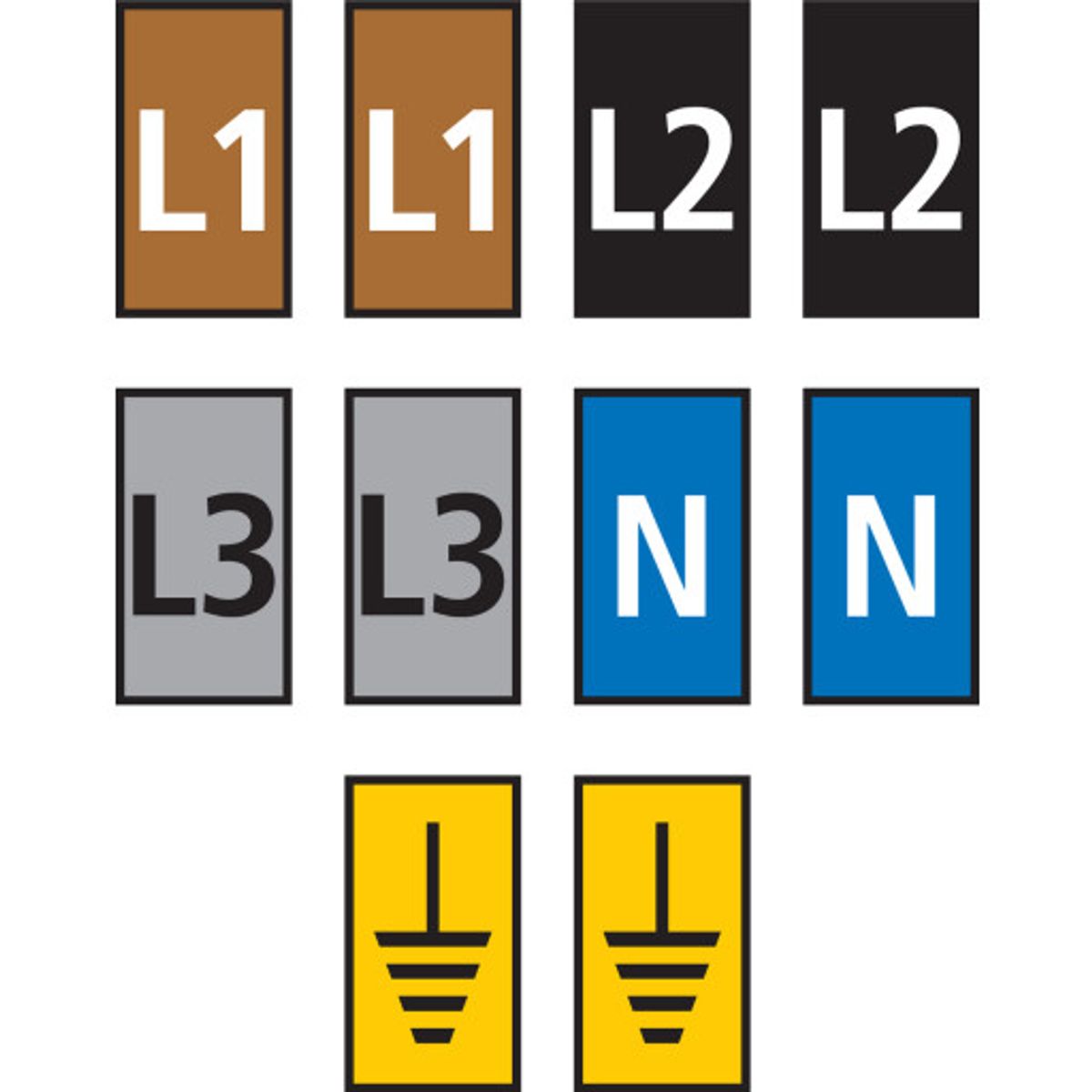 5 stk Ledningsmærke (L1,L2,L3,N,JORD) gul WIC1 til 0,5-1,5 mm² 200 stk