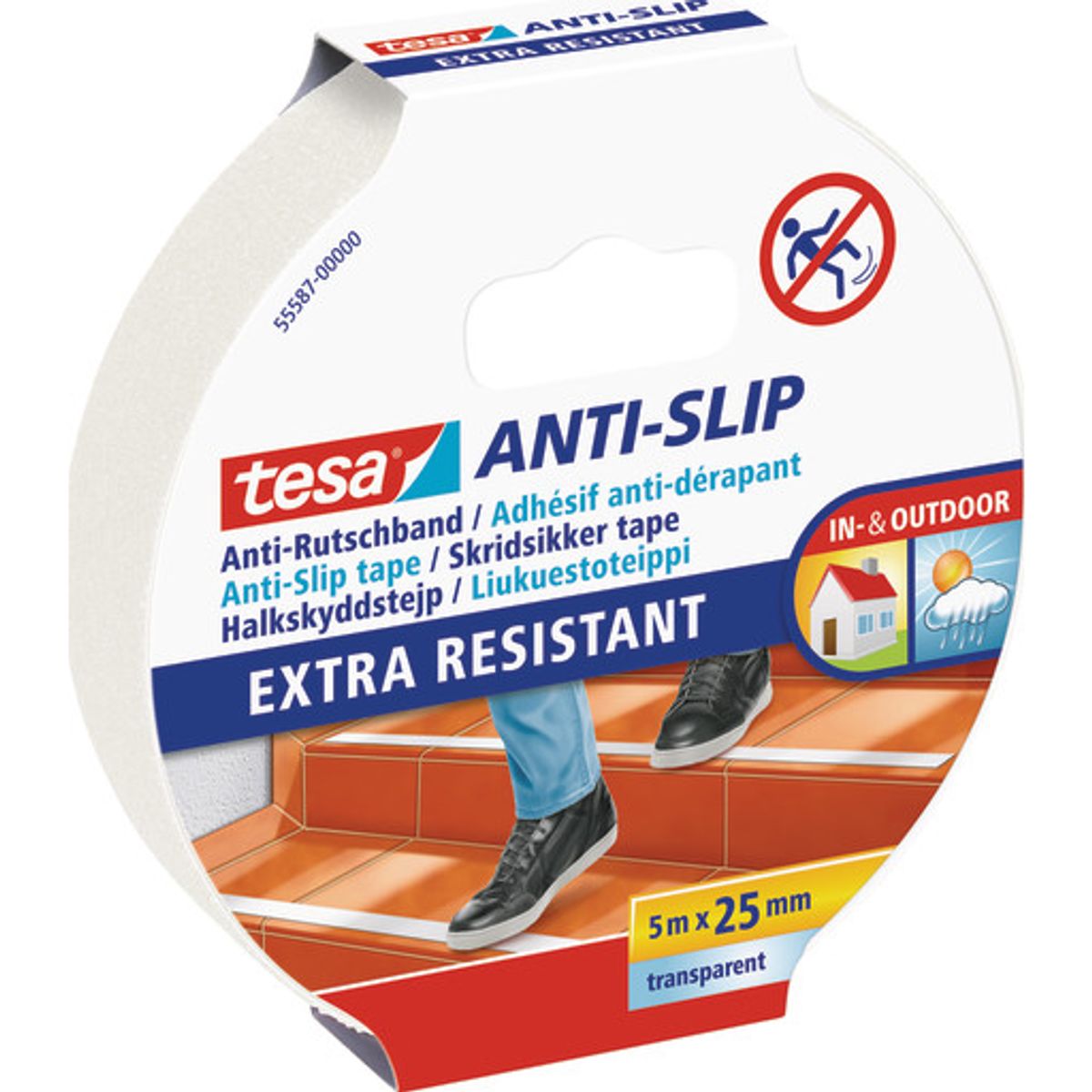 Tesa Anti-slip skridsikker tape 5m x 25mm, transparent