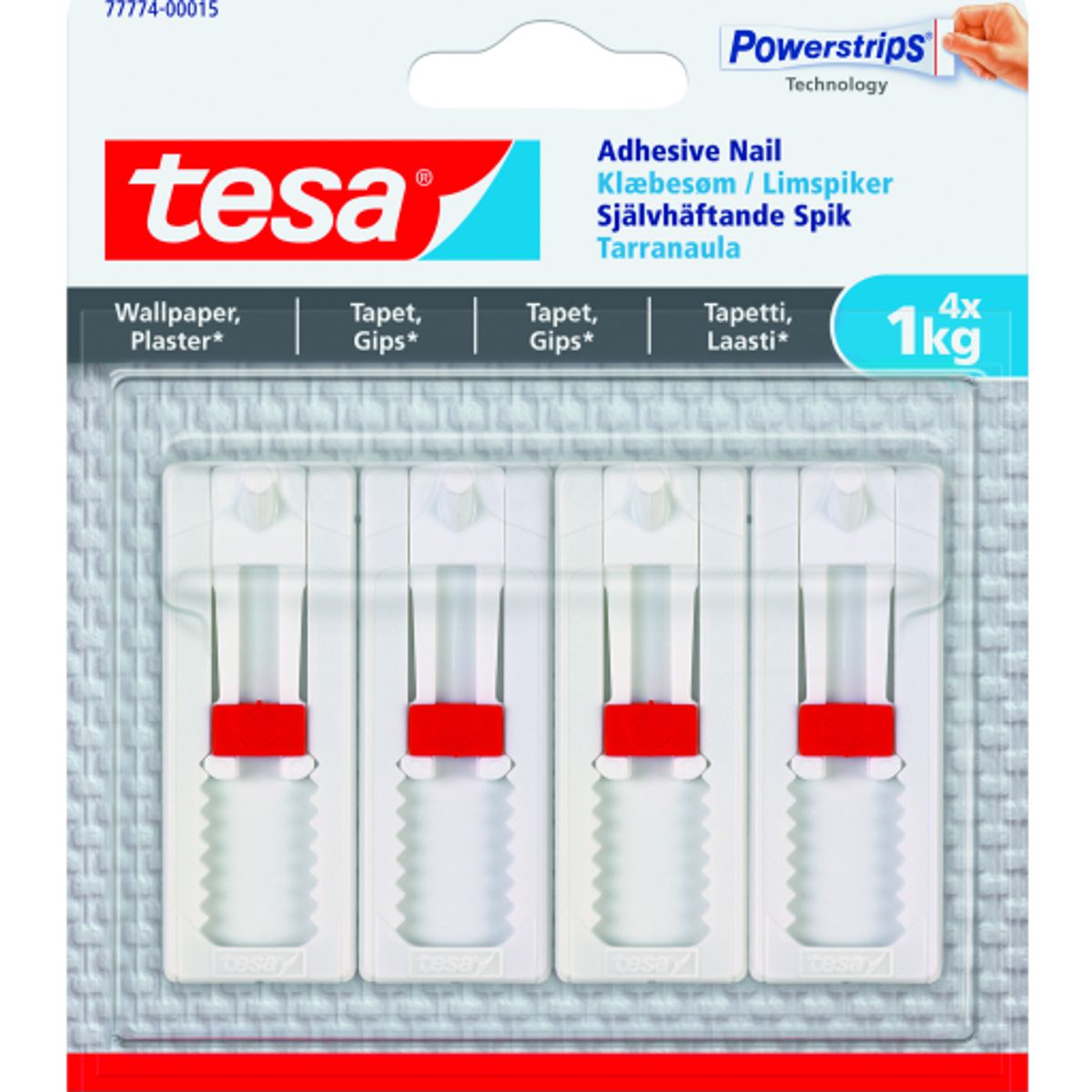 Tesa Powerstrips klæbesøm 1 kg 4-pak justerbare i hvid