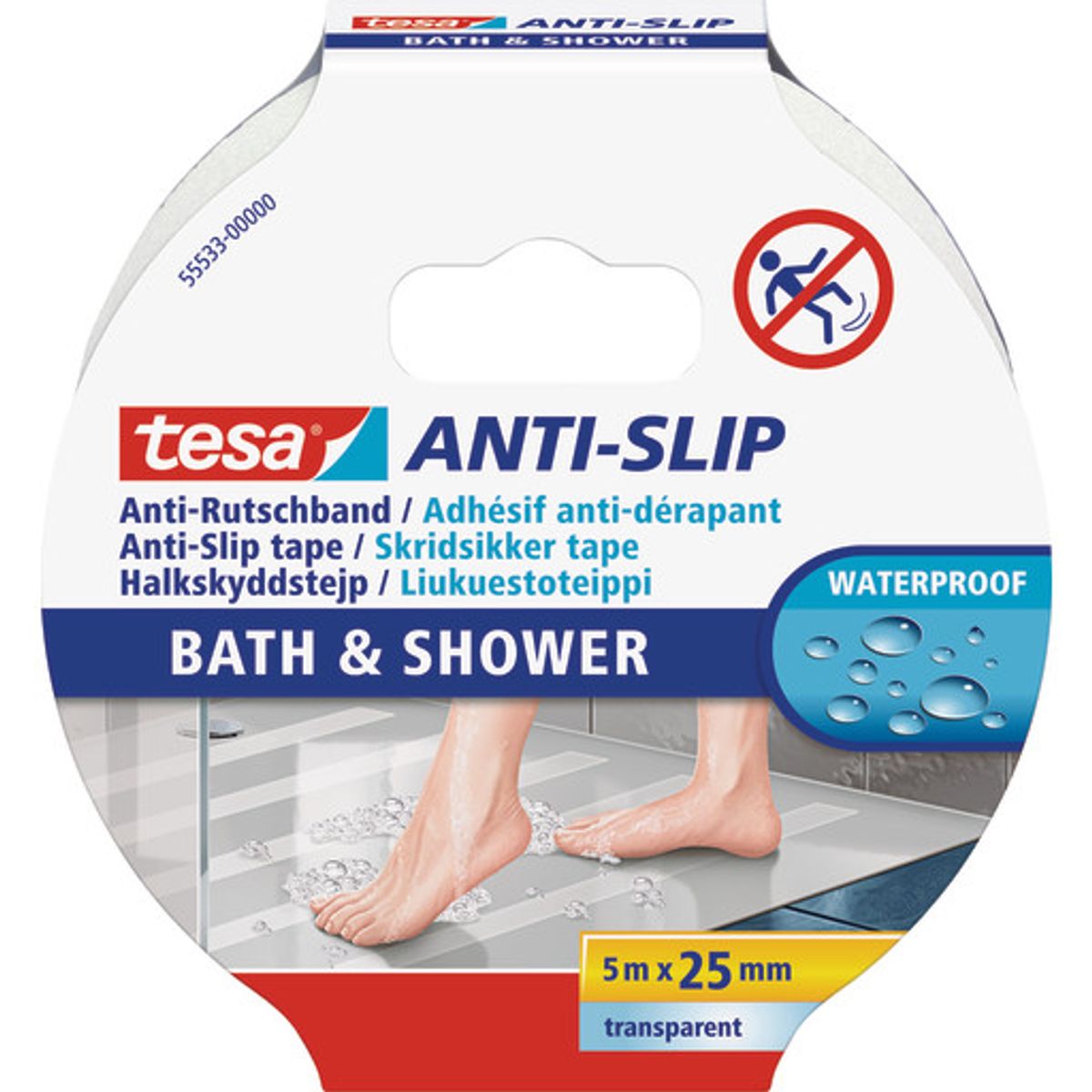 Tesa Anti-slip skridsikker tape, 5 mx25 mm, transparent