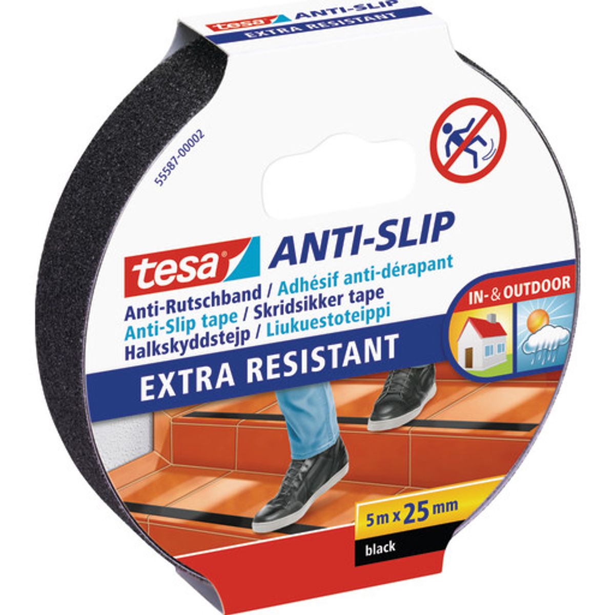 Tesa Anti-slip skridsikker tape 5m x 25mm, sort