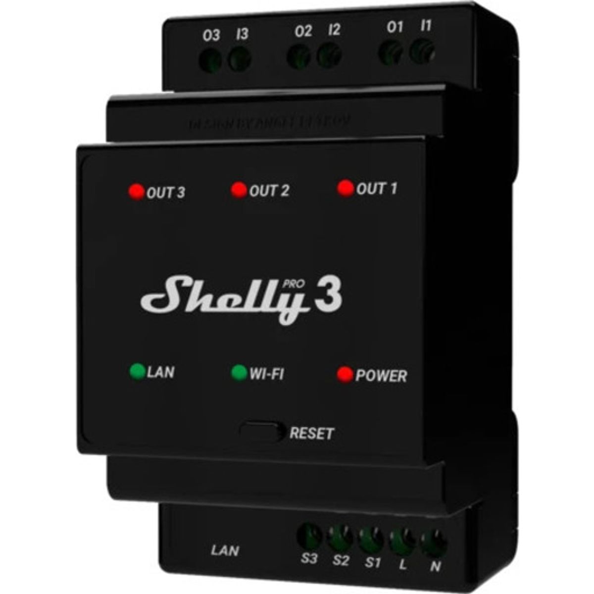 Shelly Pro 3 WiFI relæ 3 kanaler/faser potentialfrit kontaktsæt