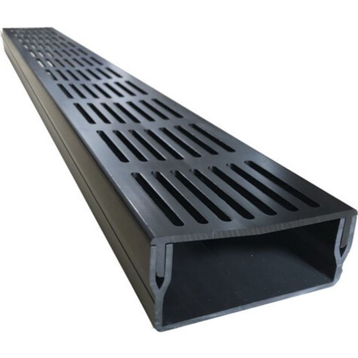 Star Drain 100 x 53 x 1000 mm PVC-rende med sort aluminiumsrist