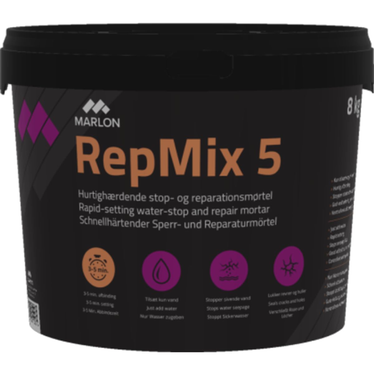 Marlon RepMix 5 stop- og reparationsmørtel, 8 kg