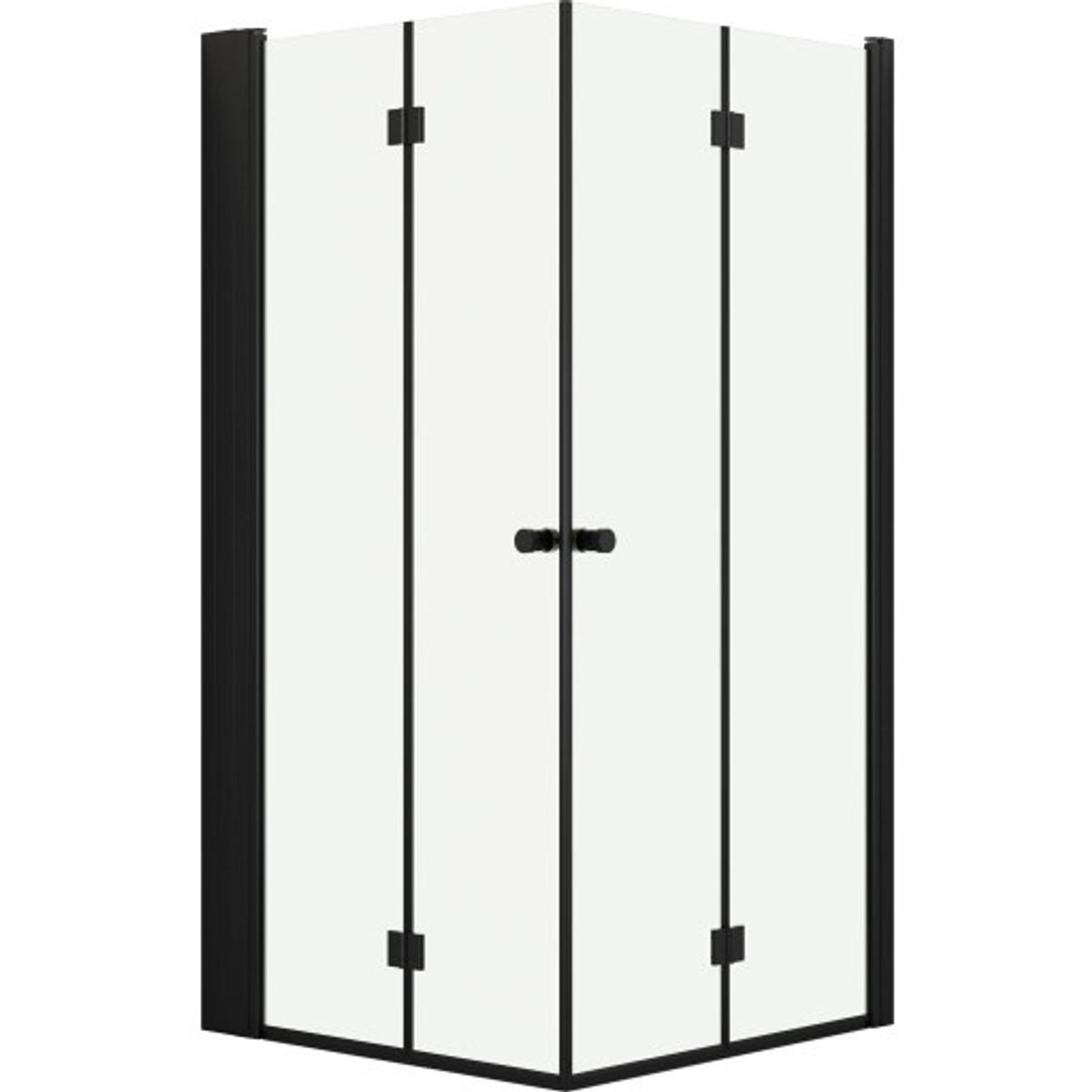 Dansani Match brusehjørne 100x100 cm med Tower badeværelseshylde, klart glas, sort