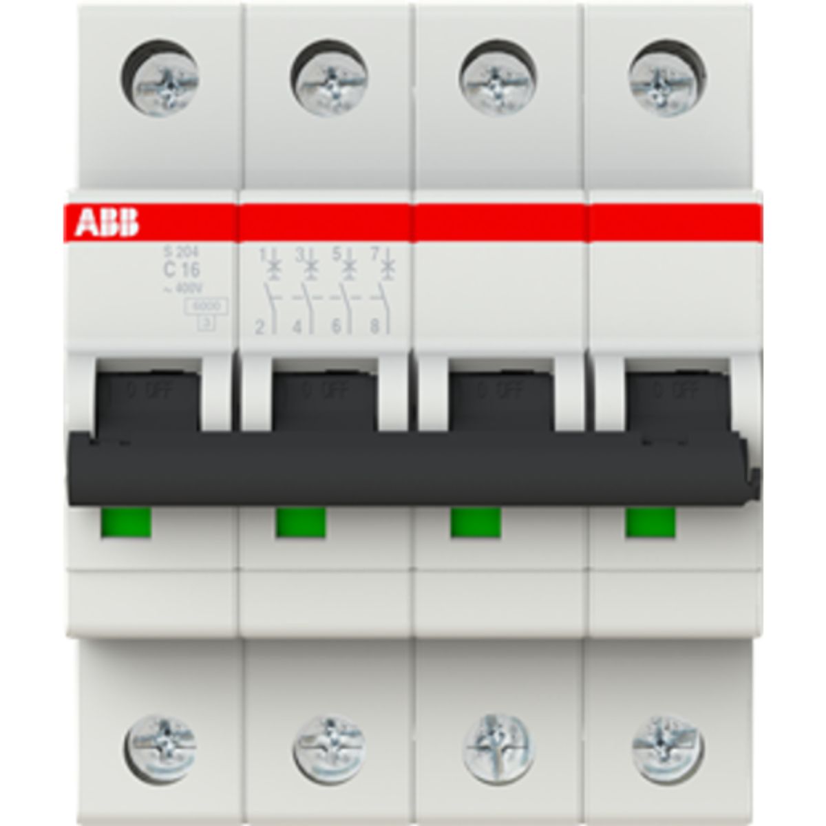 ABB S204-C16 automatsikring, 4P, 16A