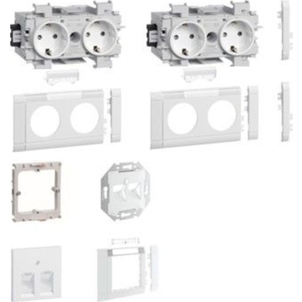 Arbejdsstation komplet for BR65 Schuko + Systimax, PH, RAL9016