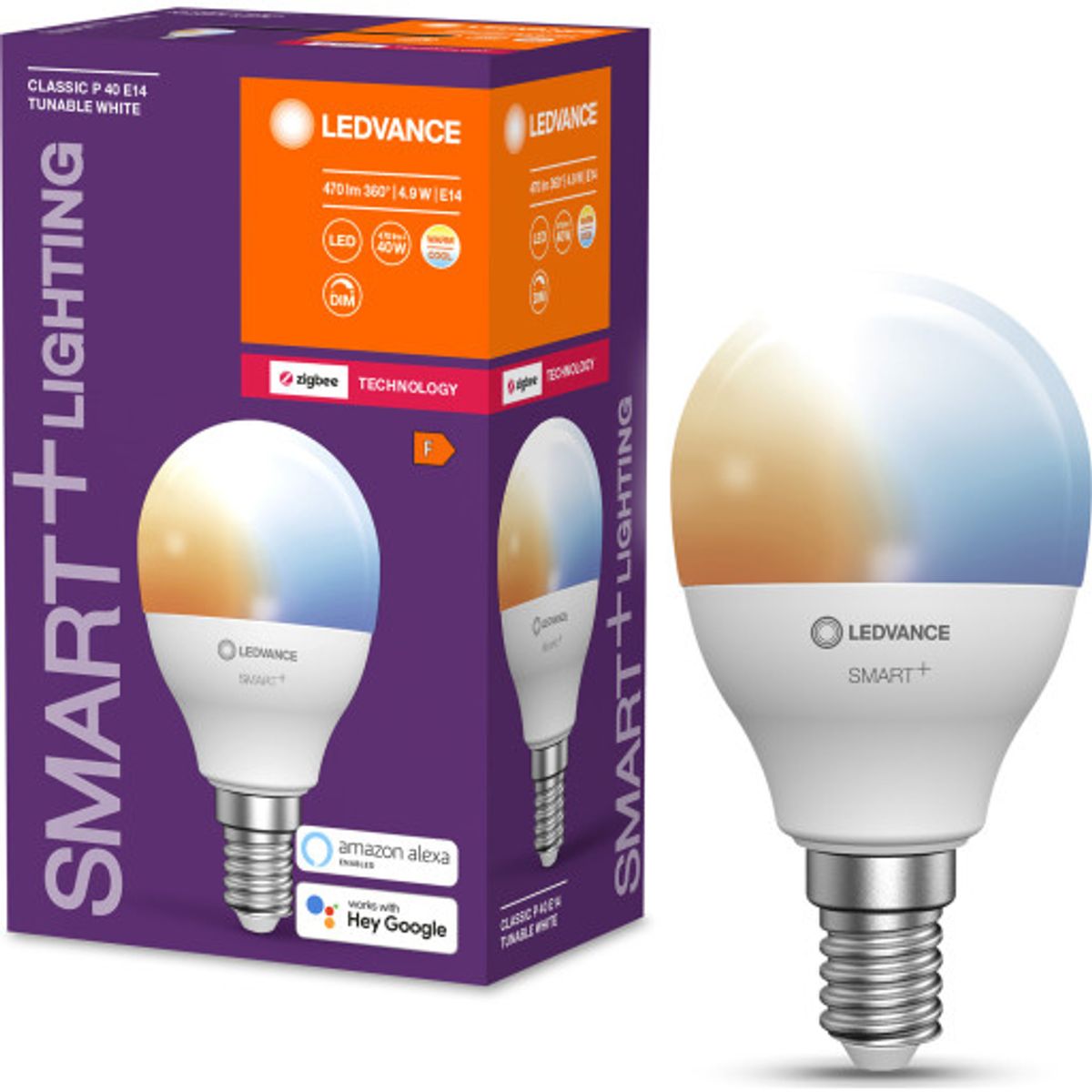 Ledvance Smart+ Zigbee E14 kronepære, 2700K-6500K, 4,9W