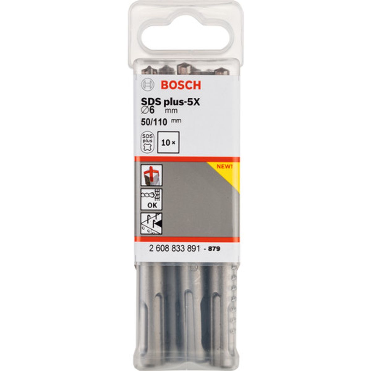 Bosch 4-skærs hammerbor SDS-plus-5X, 6x50/110 mm, 10 stk.