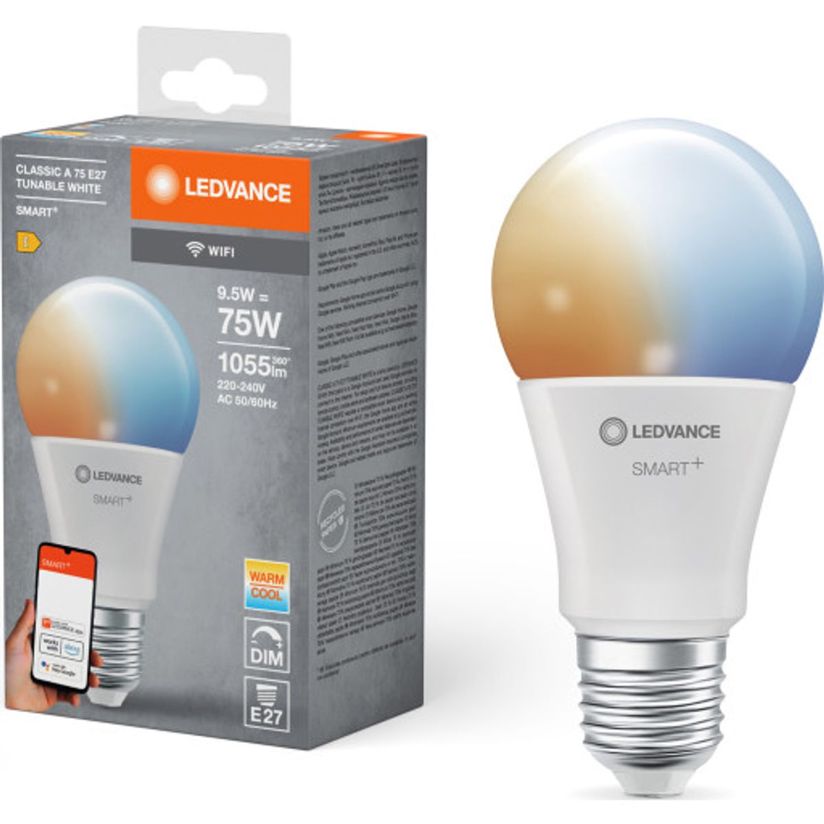 Ledvance Smart+ Standard 9,5W/827-865 1055lm E27 mat WiFi