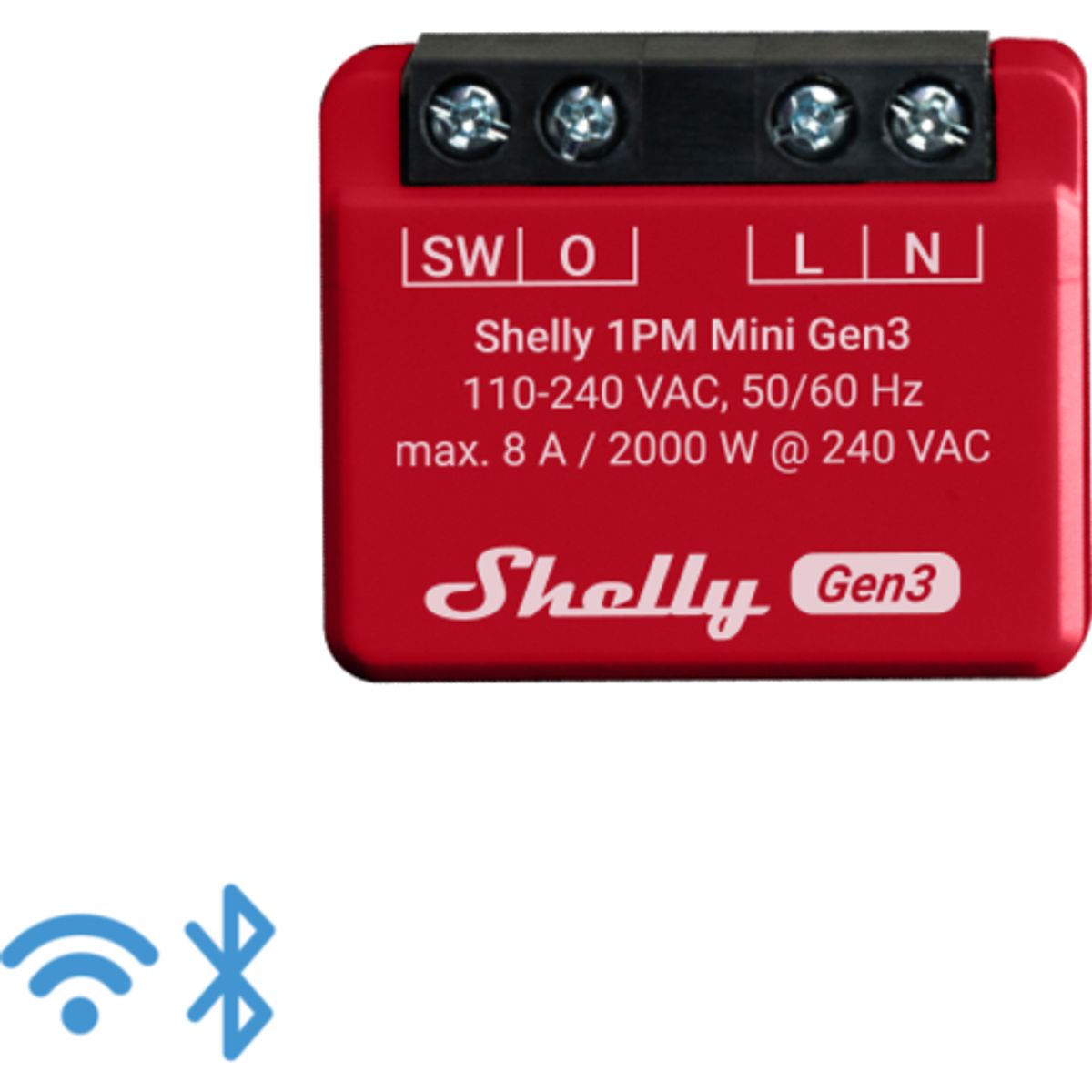 Shelly 1PM Mini (GEN 3) WiFi relæ med effektmåling (230VAC)