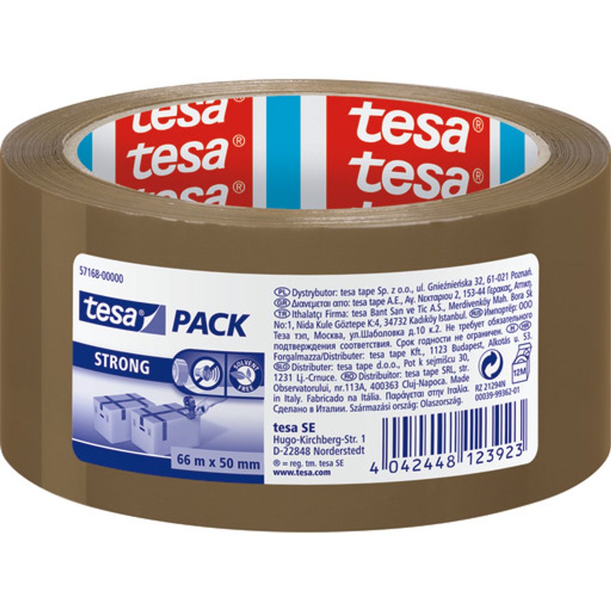 Tesa emballagetape, brun, stærk, 50 mm, 66 meter