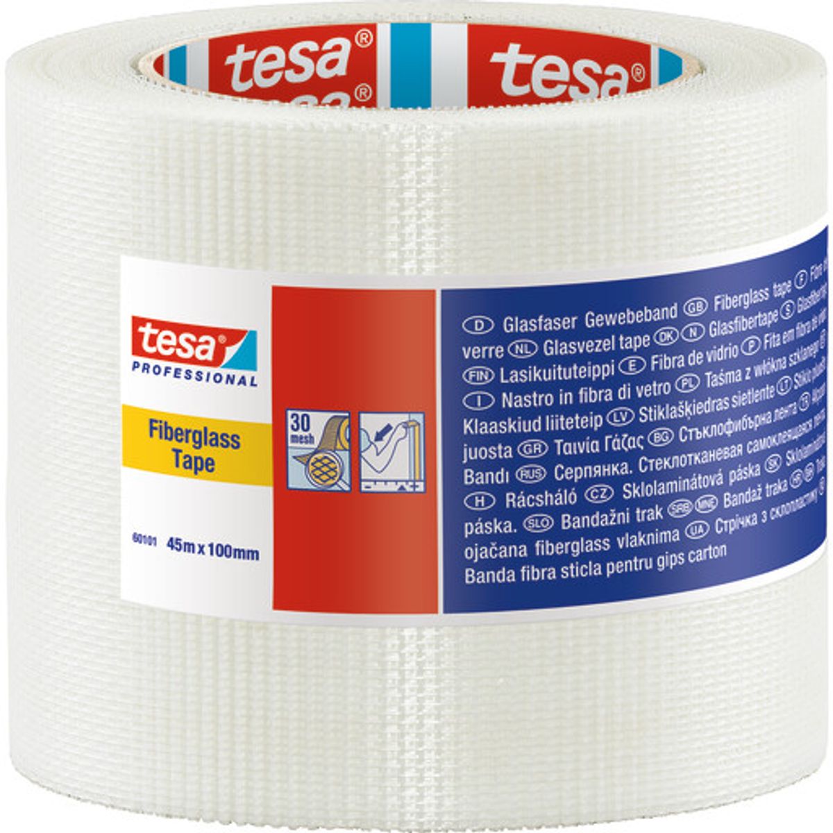 Tesa glasfibertape, 100 mm, 45 meter