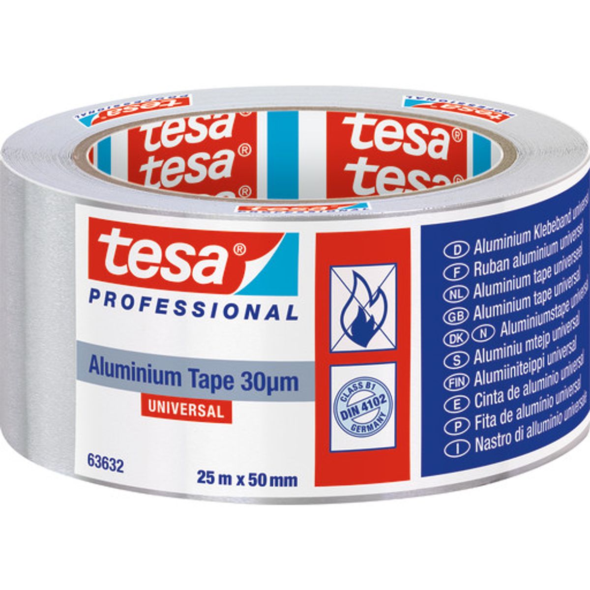 Tesa 63632 aluminiumstape, 50 mm, 25 meter