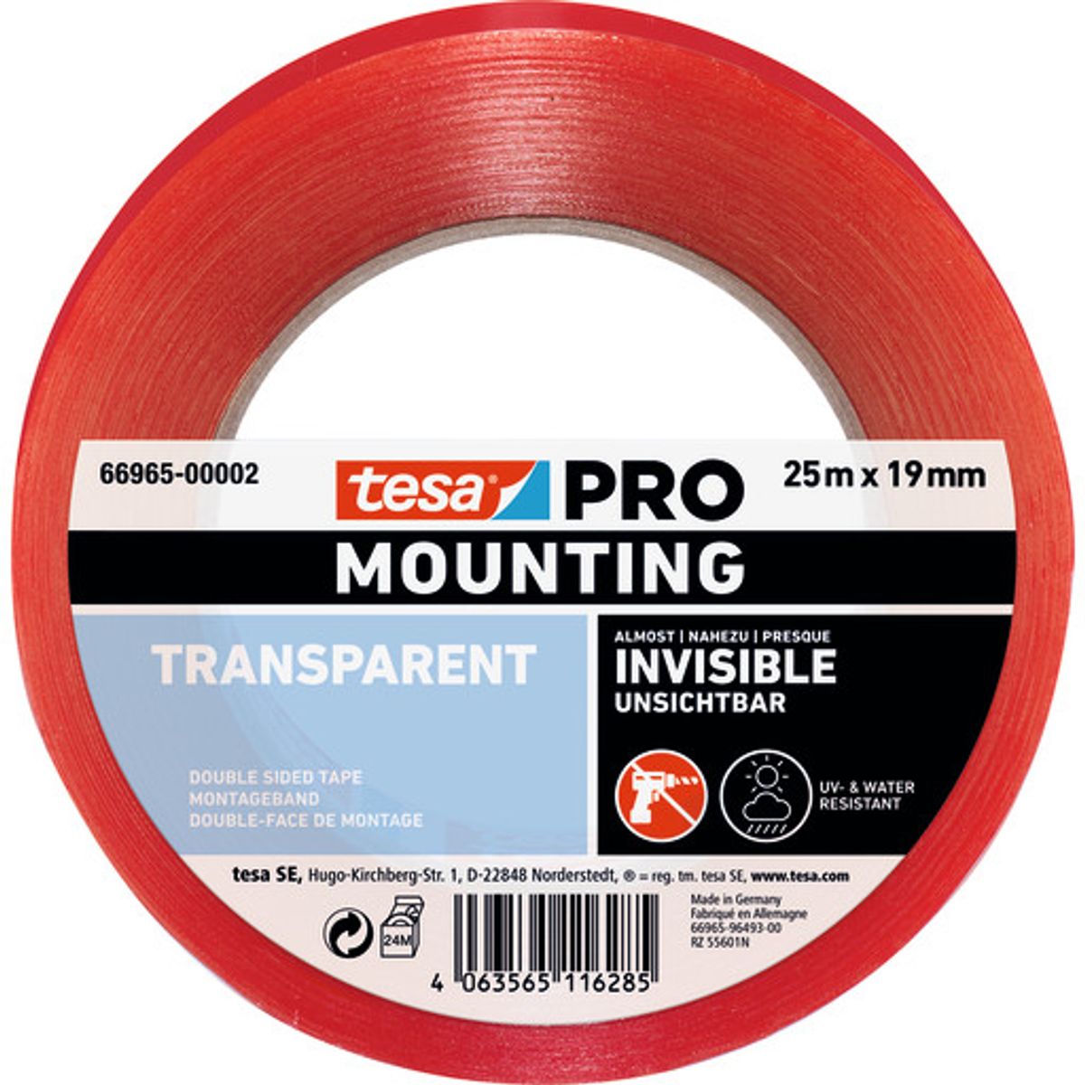 tesa monteringstape 66965 PRO 19 mm x 25 m, klar