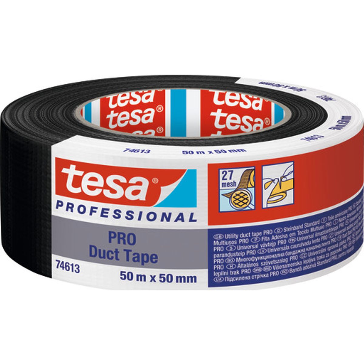 Tesa Pro 74613 lærredstape, sort, 50 mm, 50 meter