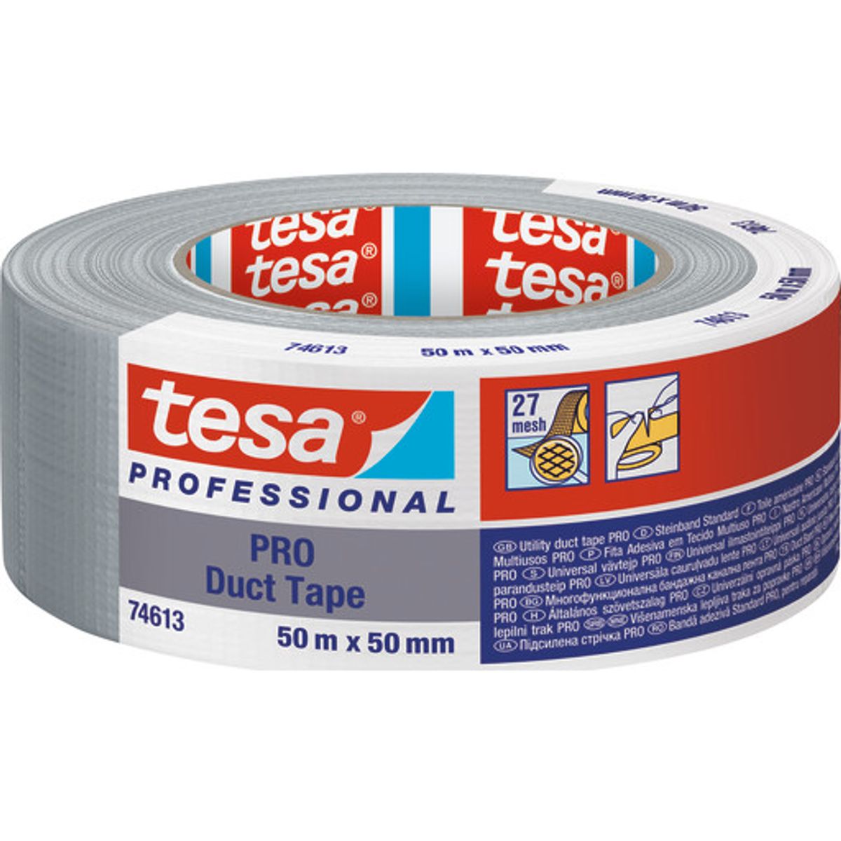 tesa lærredstape 74613 PRO 50 mm x 50 m, grå