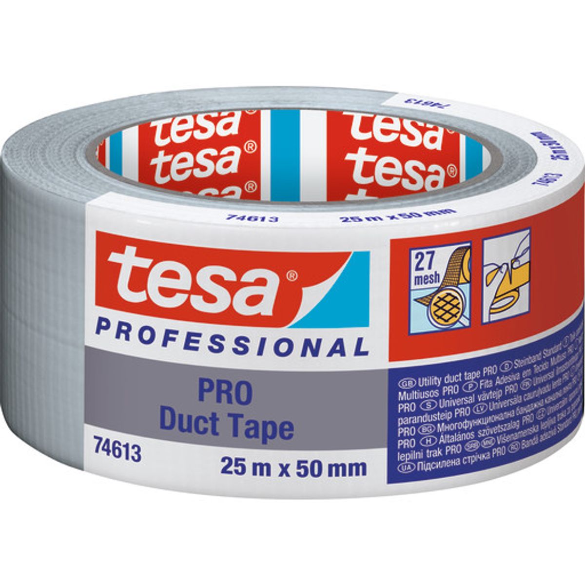 tesa lærredstape 74613 PRO 50 mm x 25 m, grå