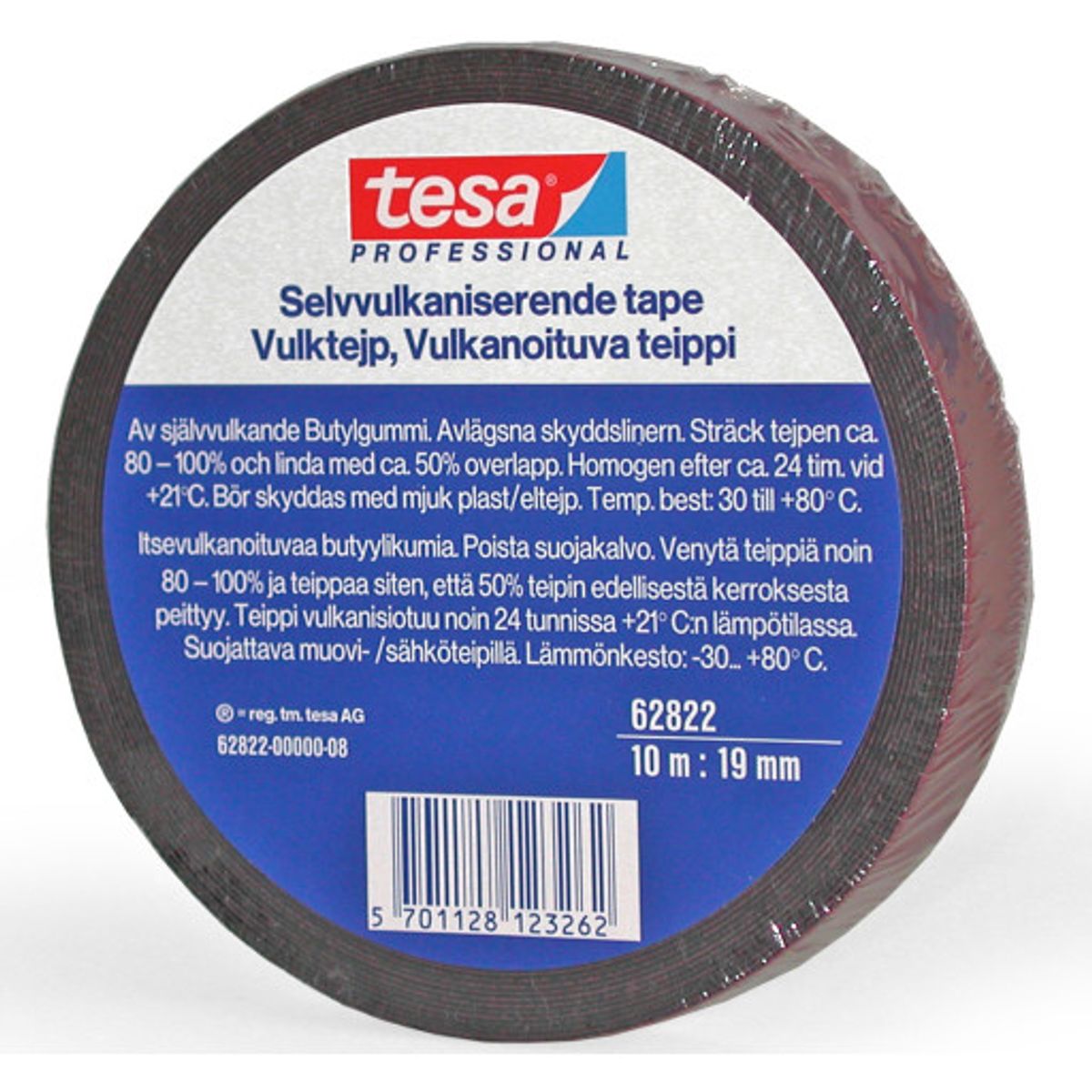 Tesa selvvulkaniserende tape, sort, 19 mm, 10 meter