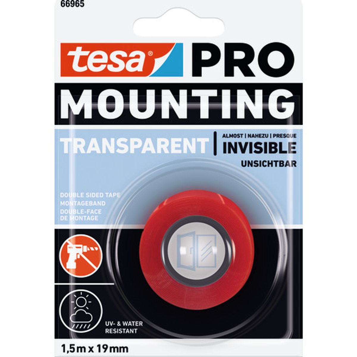 12 stk tesa monteringstape 66965 PRO 19 mm x 1,5 m, klar