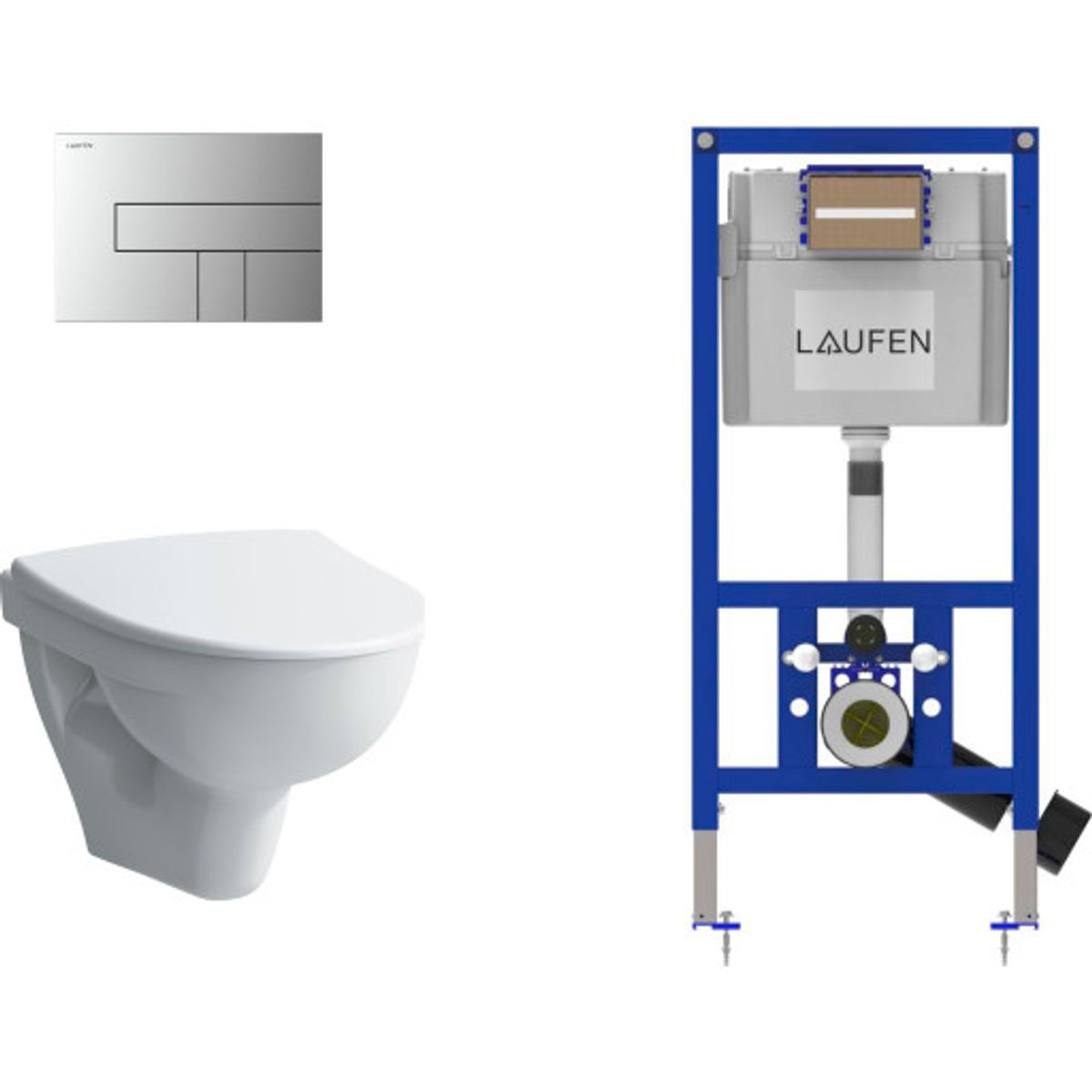 Laufen Pro-N væghængt toilet-pakke, krom