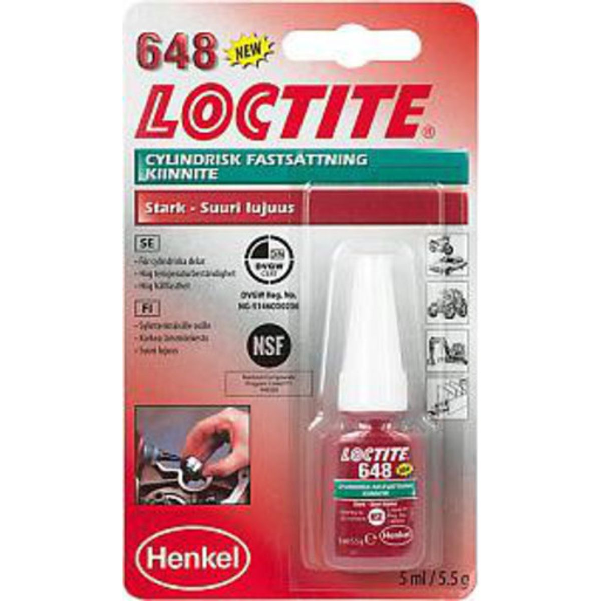 LOCTITE cylindrisk fastgørelse 648, høj styrke, 5 ml