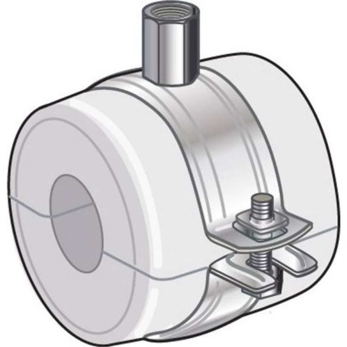 Rørbøjle med rørskål til vand og varme M12/M16/½'' Ø168/40