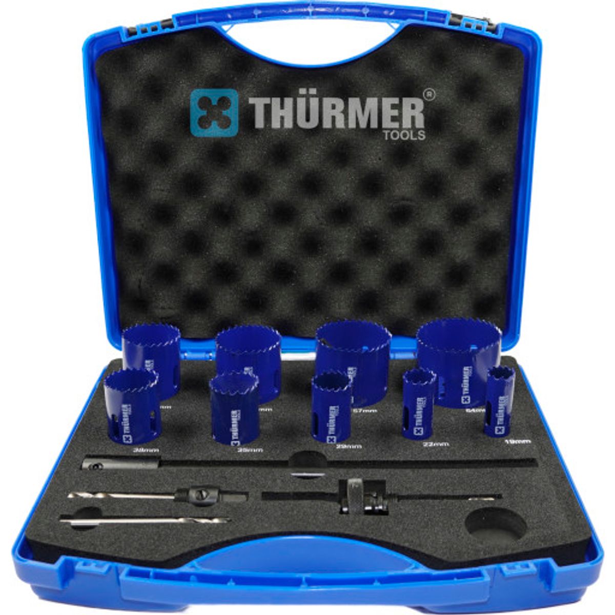 Thürmer hulsavsæt 19-64 mm, hss-bimet, m/2 holdere A1 & A12