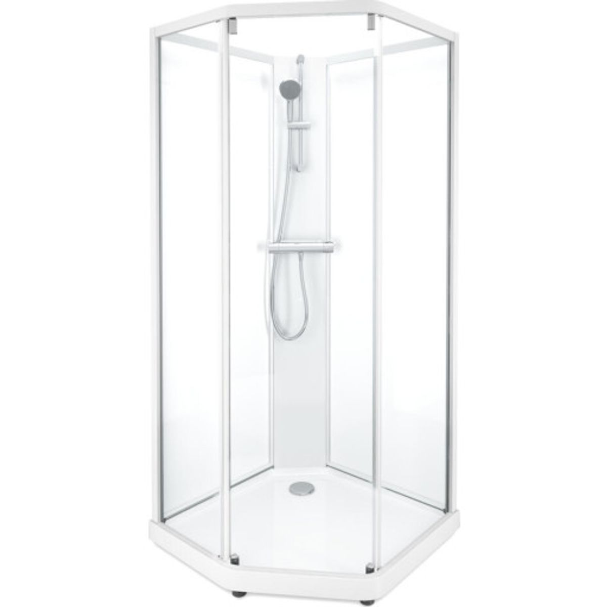 Contura Shower Showerama brusekabine-pakke, 90x90 cm, hvid profil, klart glas