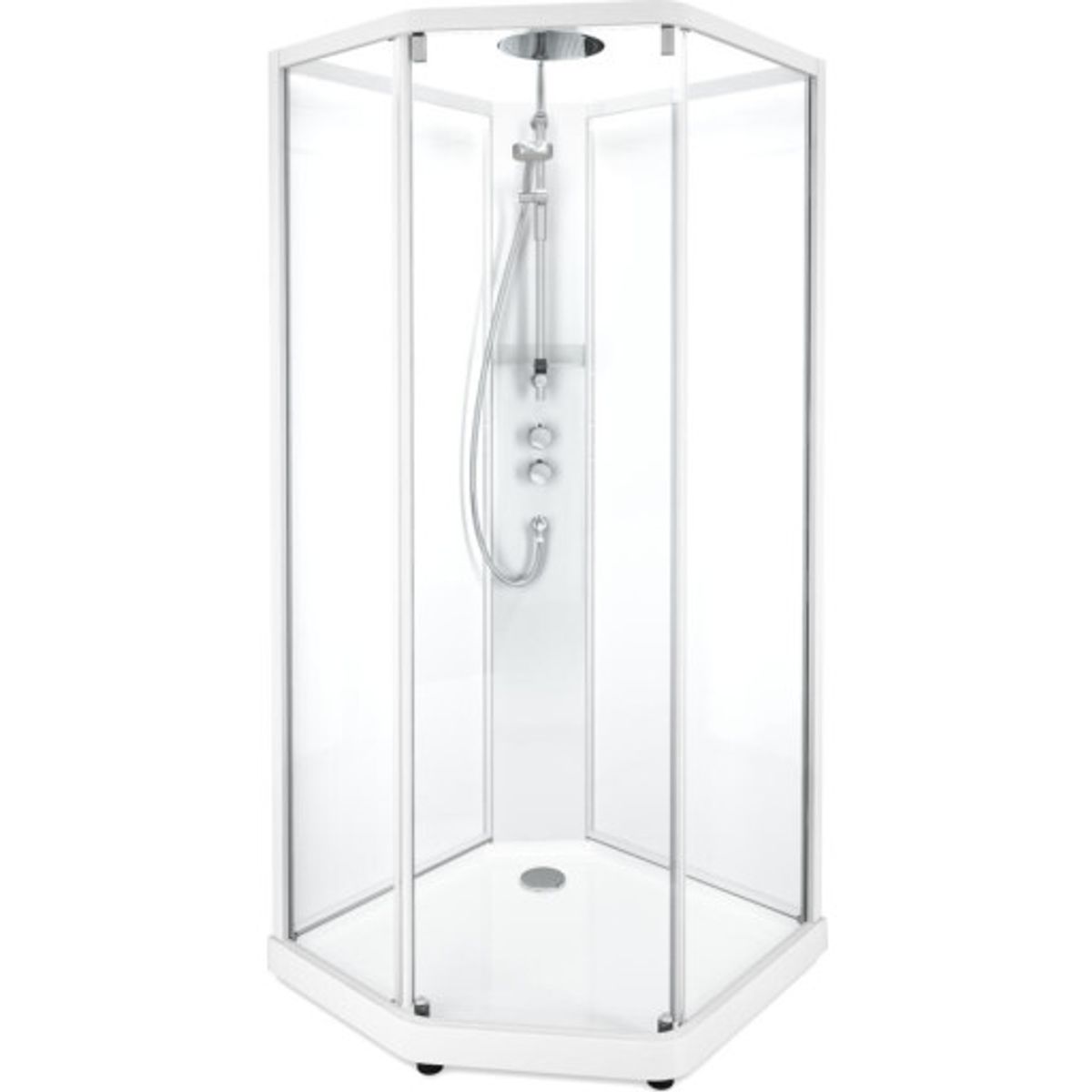 Contura Shower Showerama brusekabine-pakke, 90x80 cm, hvid profil, klart glas