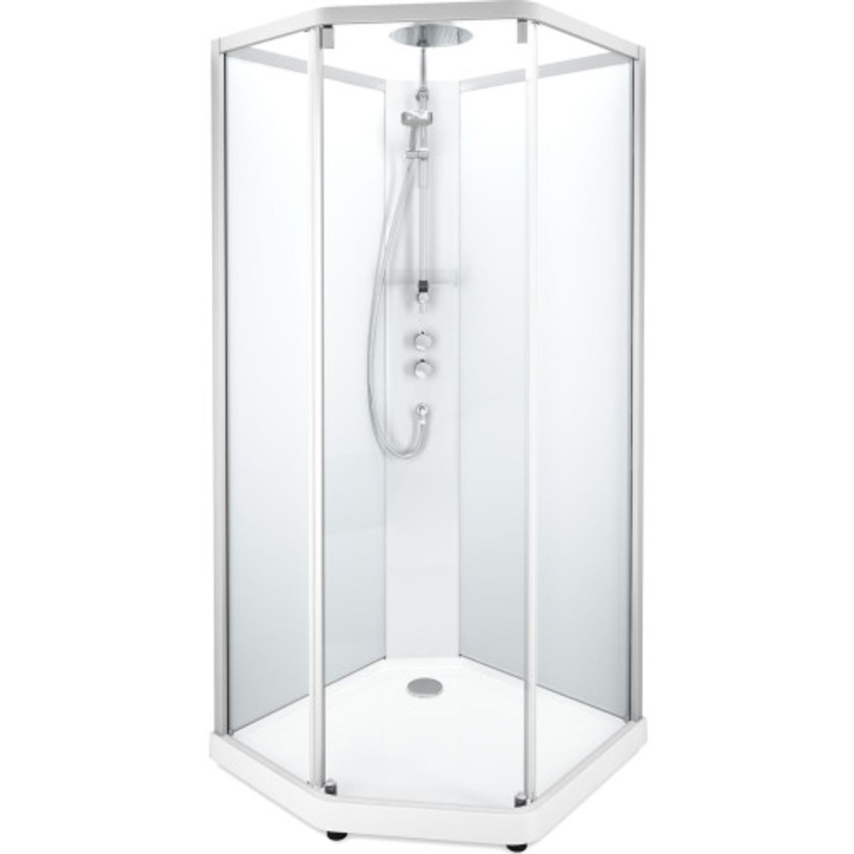 Contura Shower Showerama brusekabine-pakke, 90x90 cm, hvid profil, klart/frostet glas