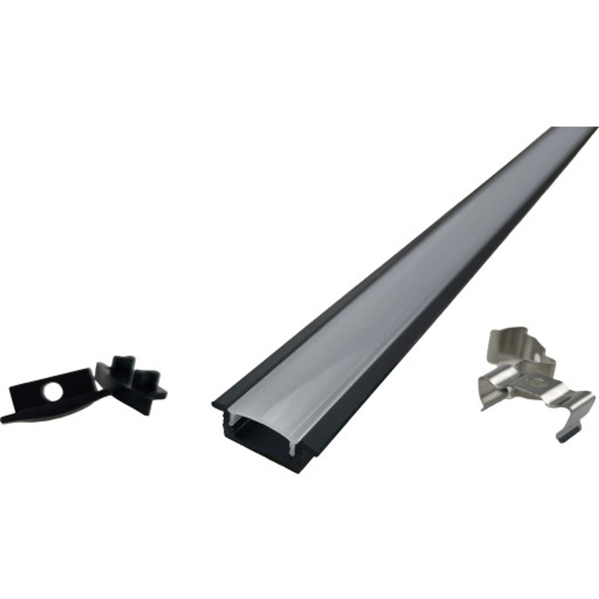 Alu profil 1 sort til indbygning 23,2 x 8mm max. 12mm led strip