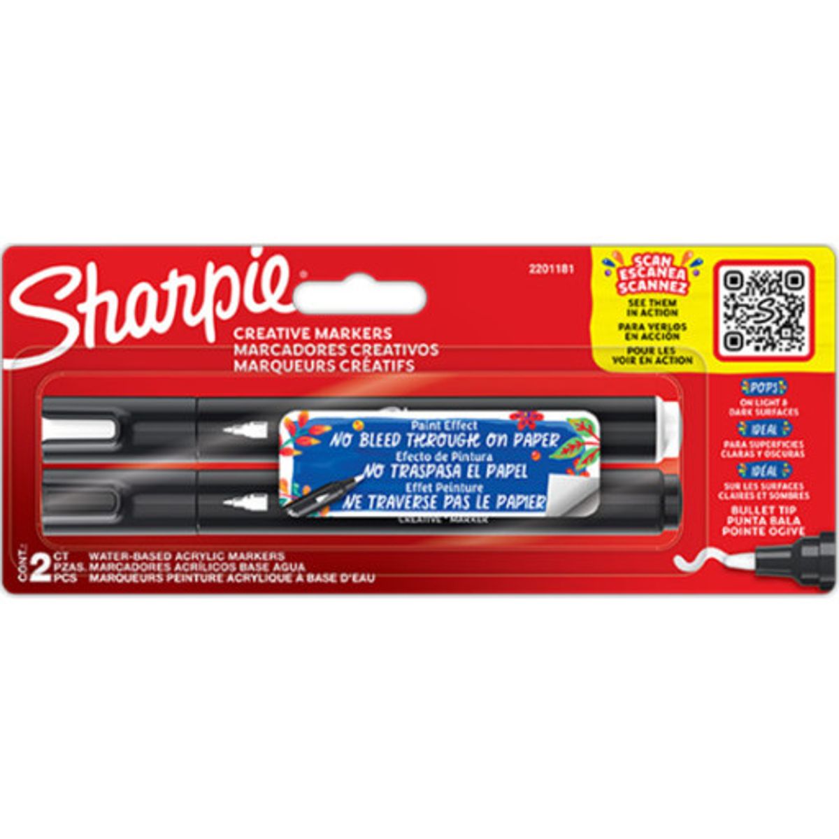 Sharpie akrylmarker creative, rund spids, sort/hvid, 2 stk.