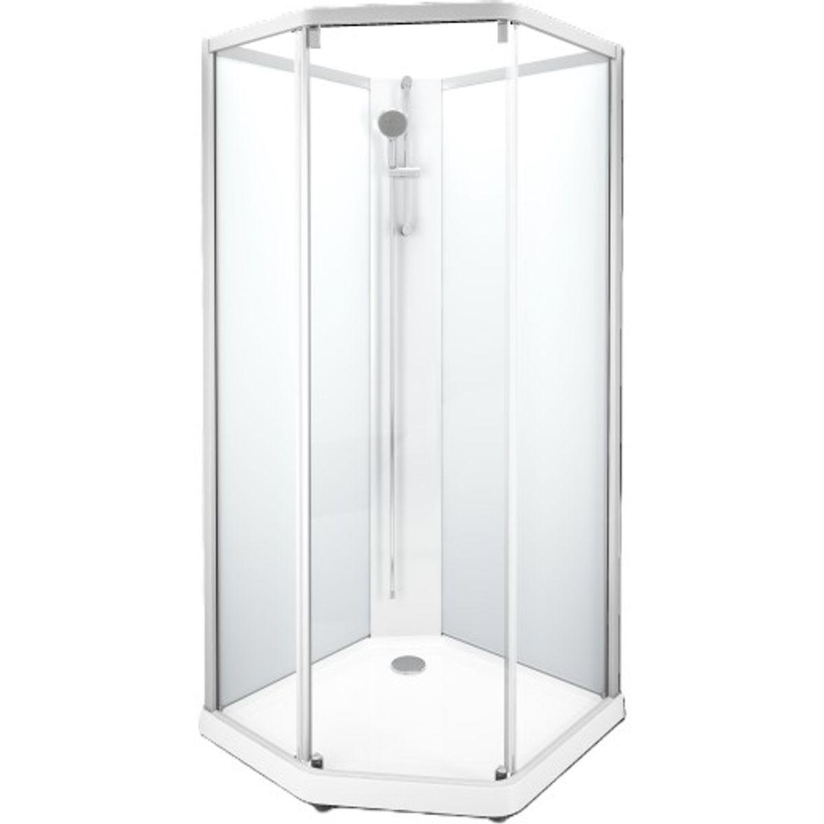 Contura Showerama brusekabine-pakke, 90x90 cm, børstet aluminiums profil, klart/frostet glas