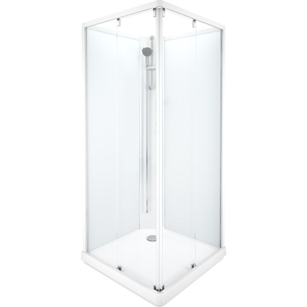 Contura Showerama brusekabine-pakke, 90x90 cm, hvid profil, klart/frostet glas