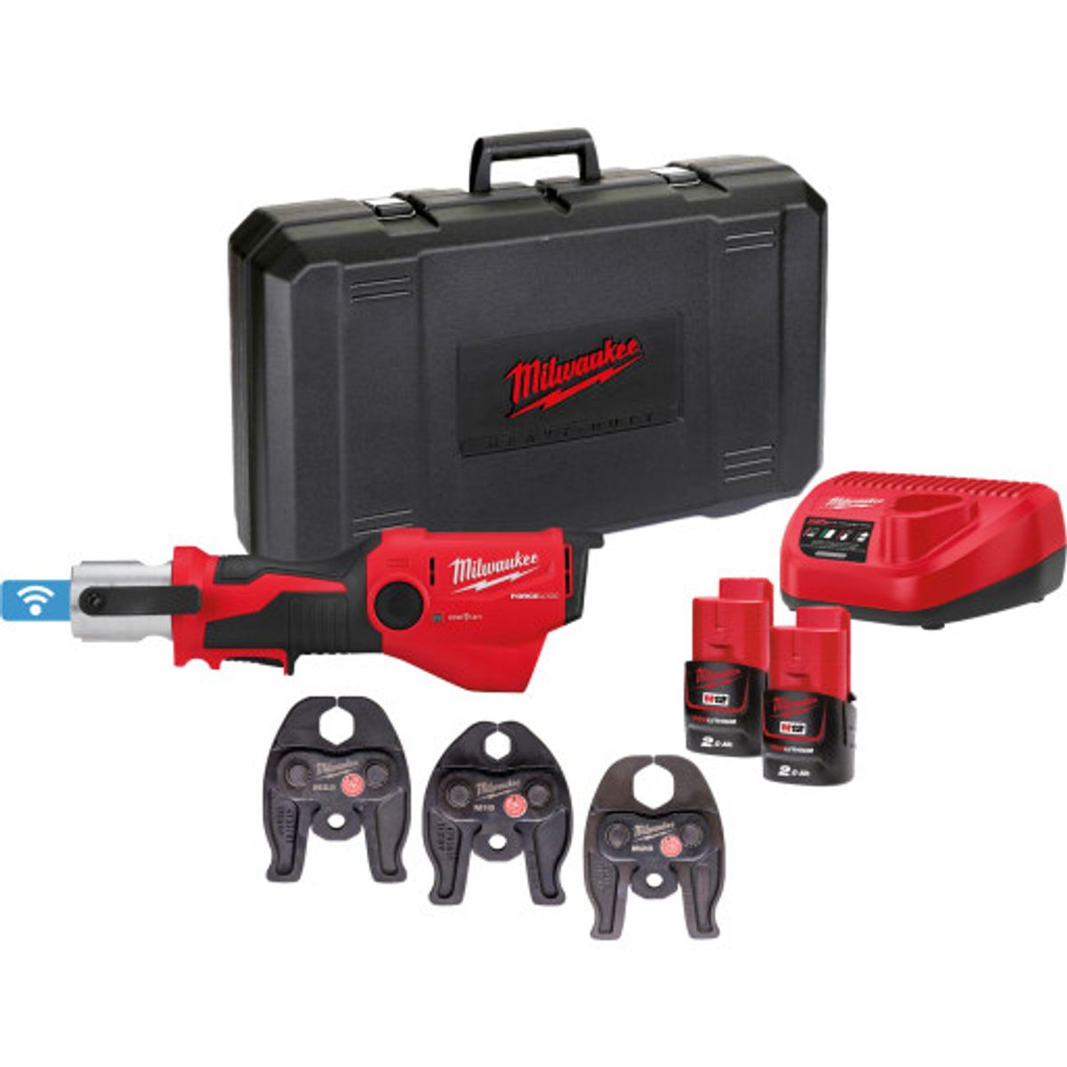 Milwaukee M12 pressværktøj ONEHPT-202C M-SET, 2x12 V og M-bakker