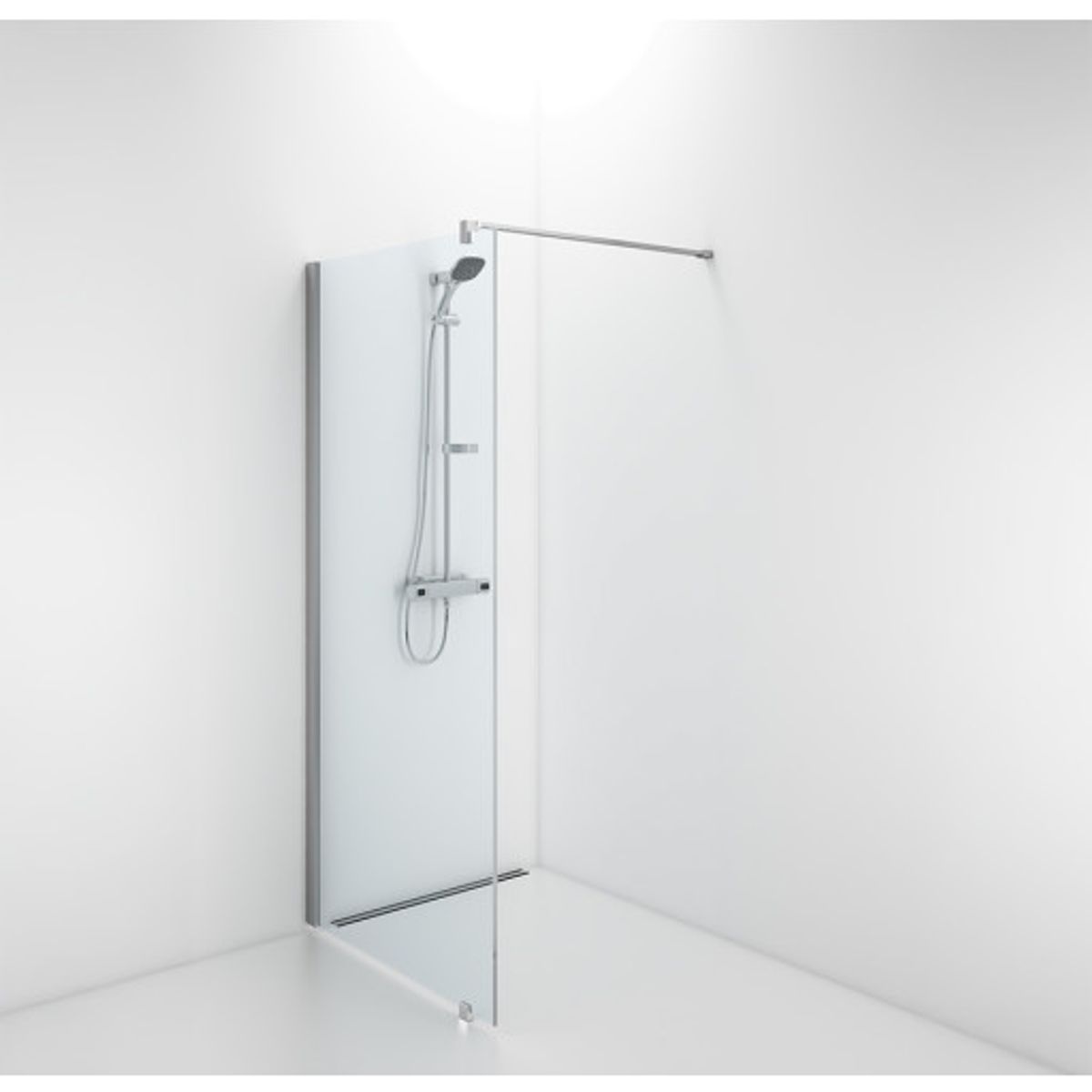 Contura Shower Space brusevæg, 69 cm, klart glas, aluminium profil