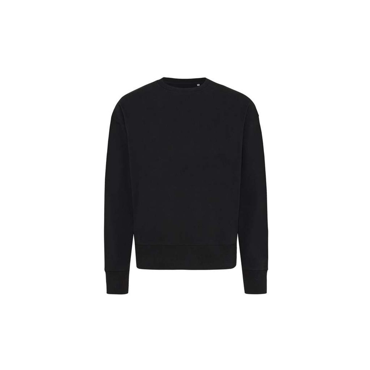 Iqoniq Kruger Afslappet Crew Neck i Genanvendt Bomuld, Sort