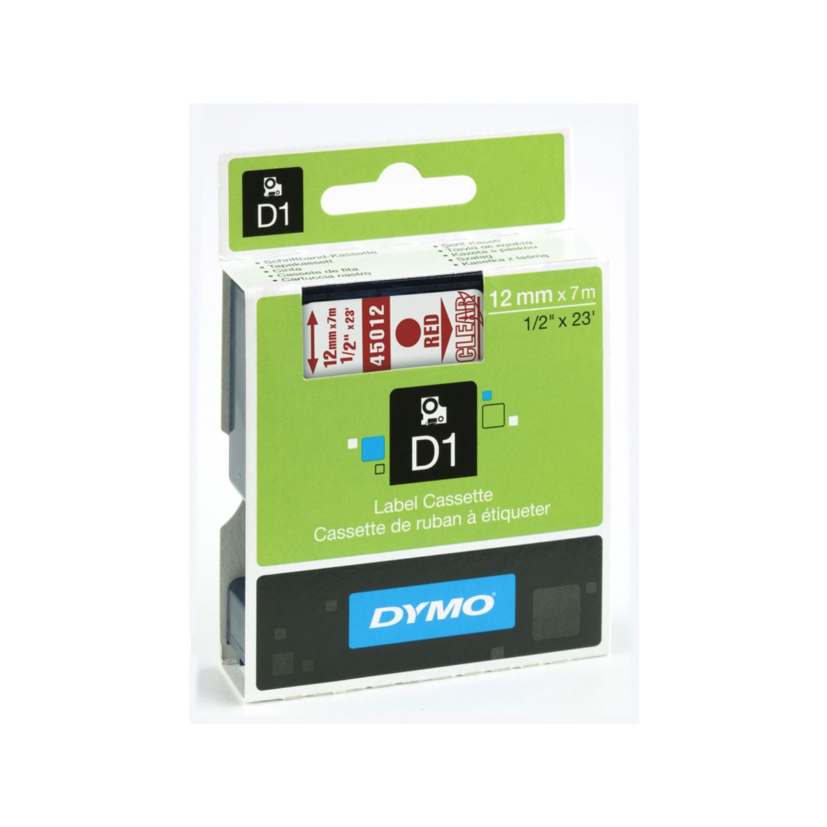 Dymo Tape 45012 12mm Rød/klar